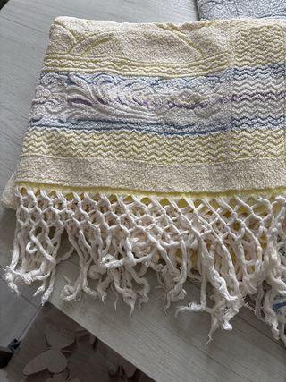 Asciugamani spugna vintage rosa e giallo e azzurra