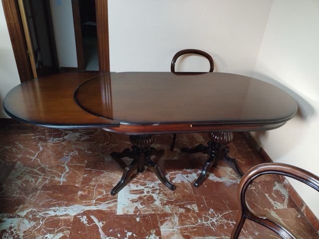 Mesa extensible madera + 6 sillas