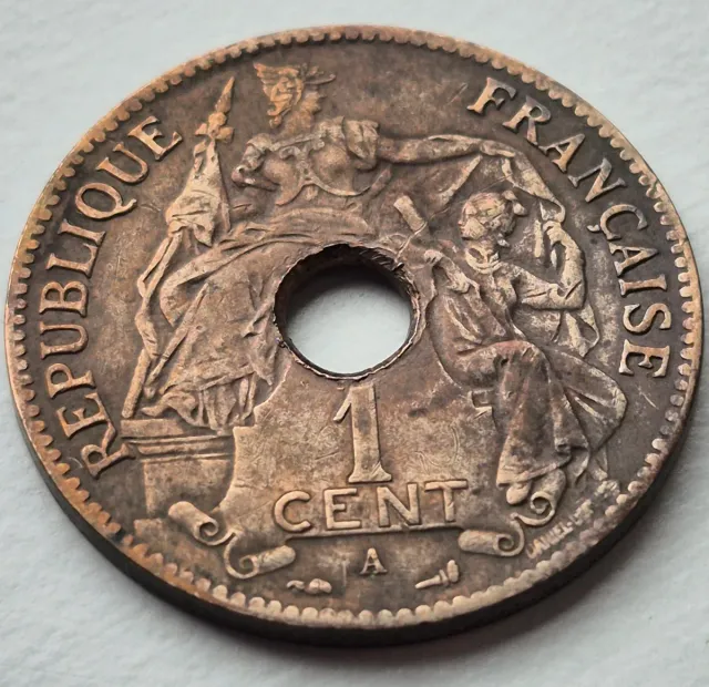 Indochina 1 Cent 1902 Moneda Francesa