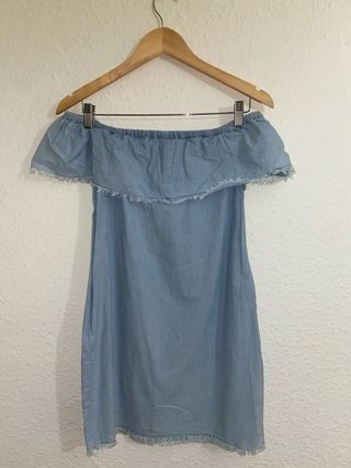 Vestido Zara vaquero off shoulder