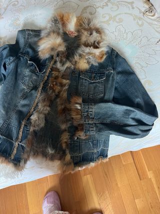 Giacca in denim Lowcos con pelliccia