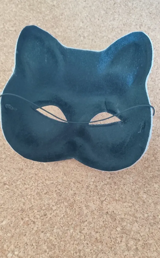 Máscara/antifaz gato lentejuelas plateadas