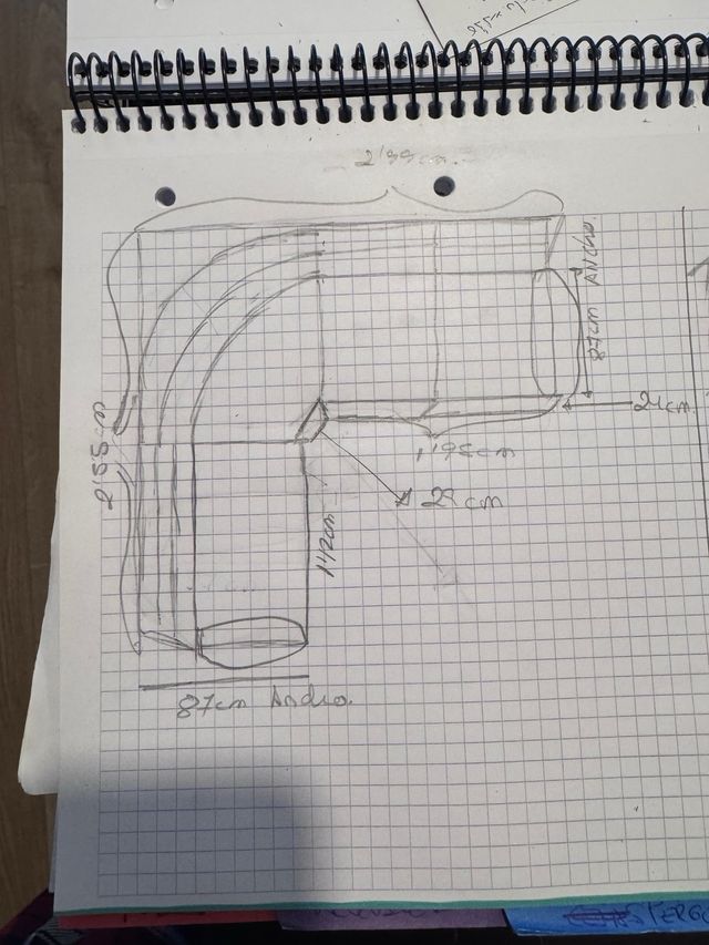 Sofá rinconera azul 299x255cm x 85 cm de fondo