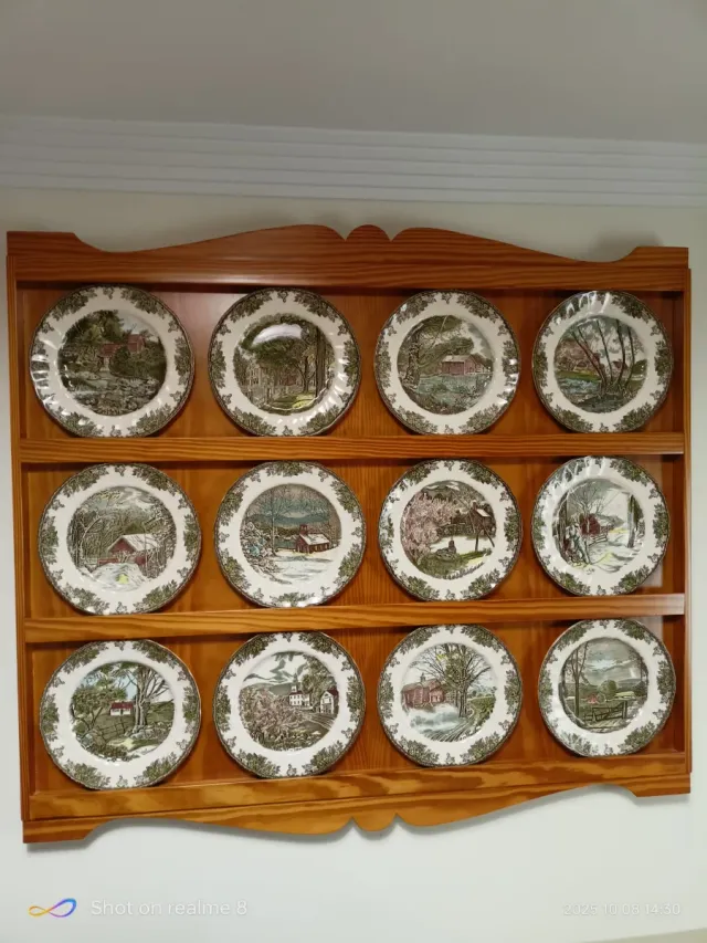 Juego Platos Porcelana Campiña Inglesa con soporte