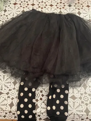 Falda Tutú Negra y Medias Lunares Niña