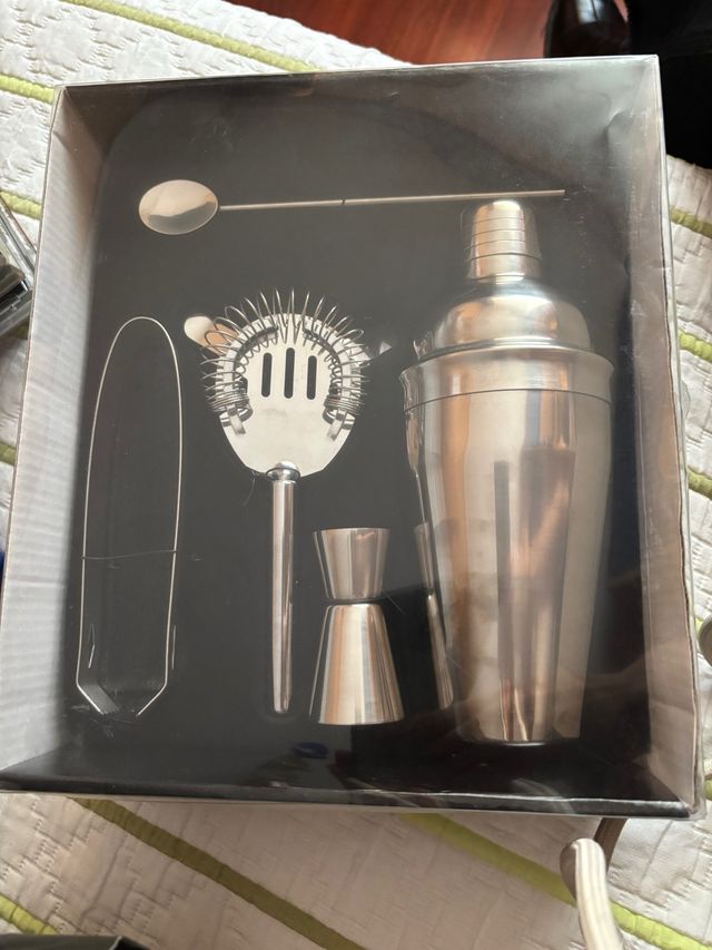 Set Coctelera Metal Plateado