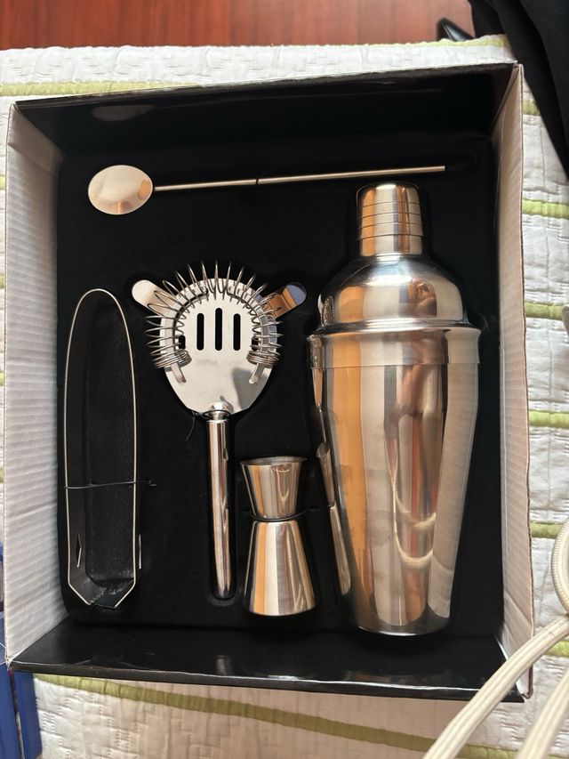 Set Coctelera Metal Plateado