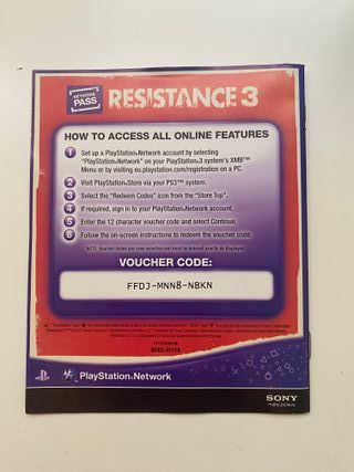 Manual videojuego Resistance 3 PS3 eng