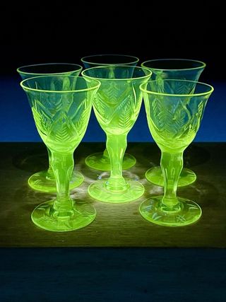 Copas Vidrio Uranio Vintage (1920-1935)