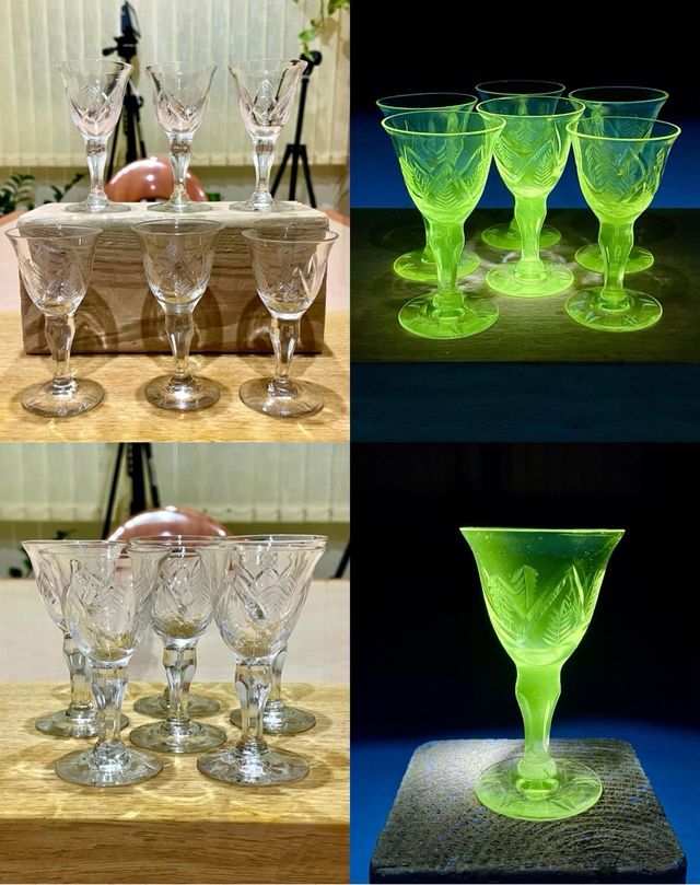 Copas Vidrio Uranio Vintage (1920-1935)