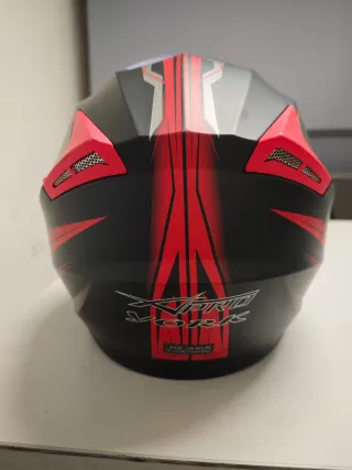 Casco abierto moto rojo y gris