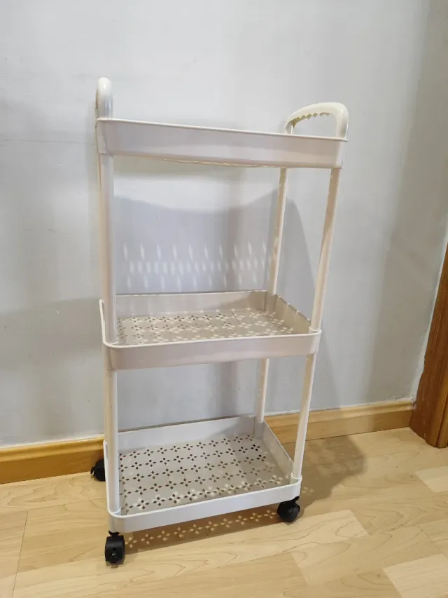 Carro de almacenaje beige 3 estantes