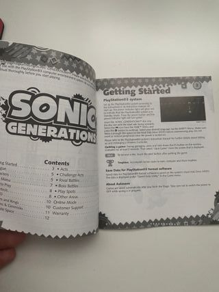 Manual videojuego Sonic Generations PS3 eng