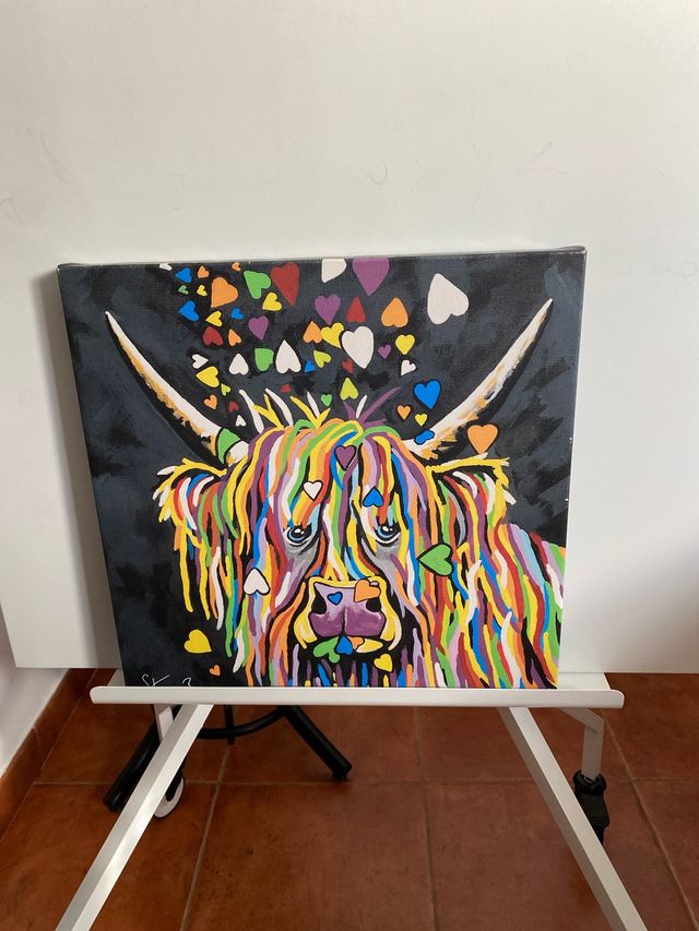 Cuadro Vaca Escocesa Multicolor