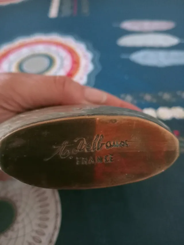 Florero Latón Esmaltado A. Dellbauer Francia