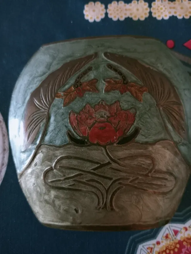 Florero Latón Esmaltado A. Dellbauer Francia