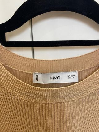 Camisa sin mangas Mango beige/marrón