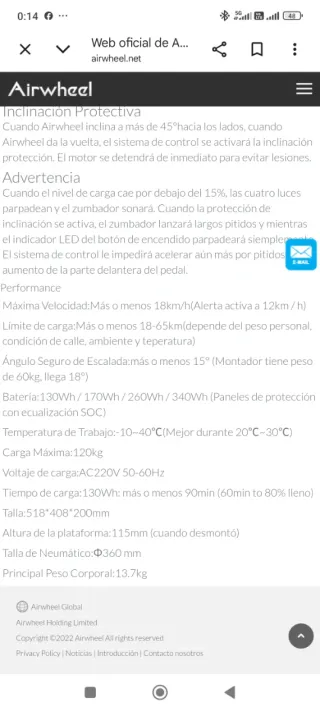 Airwheel Monociclo Eléctrico, Rueda doble