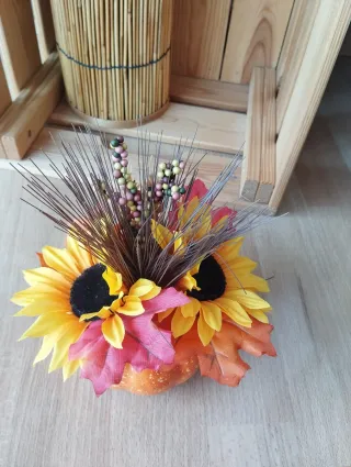 Lote Decoración Otoñal Calabaza Flores