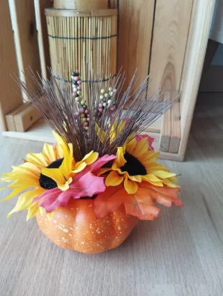 Lote Decoración Otoñal Calabaza Flores