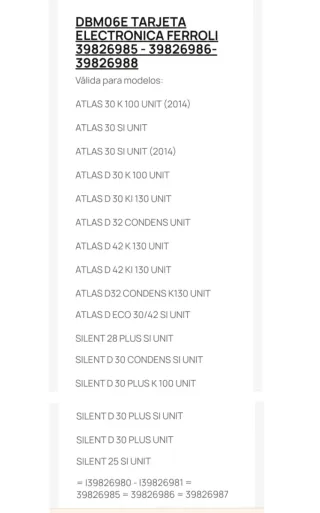 Placa Electrónica Caldera Ferroli DBM06 ATLAS.