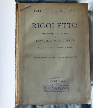 RIGOLETTO Partitura Piano-Voz Ricordi Dura
