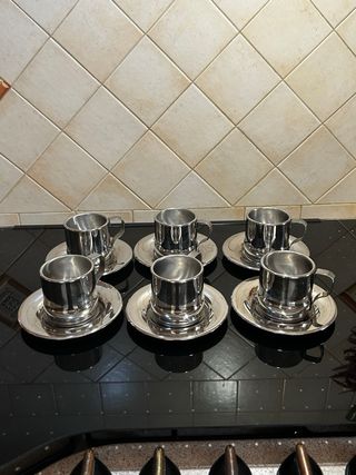 Set 6 tazze caffè  acciaio inox doppio fondo