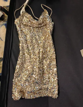 Vestito corto paillettes oro/argento