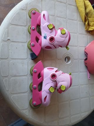 Patines Oxelo 26-28 Rosas + casco + conos
