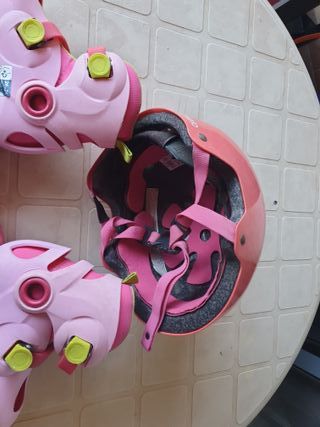 Patines Oxelo 26-28 Rosas + casco + conos