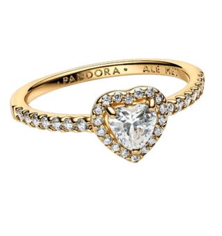 Anillo Pandora Corazón Brillante Color Oro
