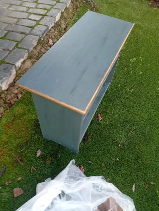 Mueble Estantería Zapatero Madera Azul Dorado