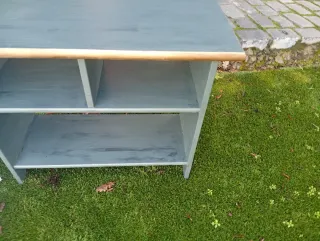 Mueble Estantería Zapatero Madera Azul Dorado