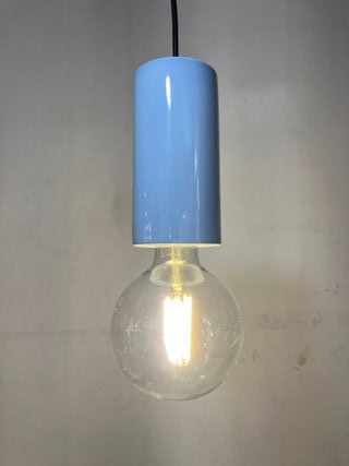 Lampadario cilindro ceramica azzurro