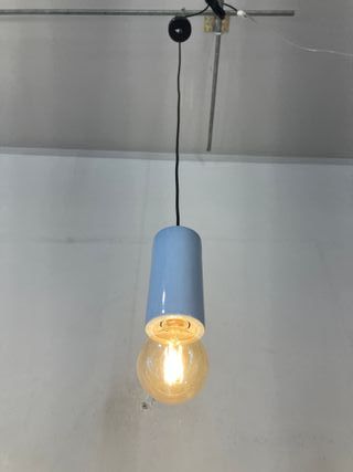 Lampadario cilindro ceramica azzurro