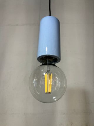 Lampadario cilindro ceramica azzurro