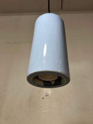 Lampadario cilindro ceramica azzurro