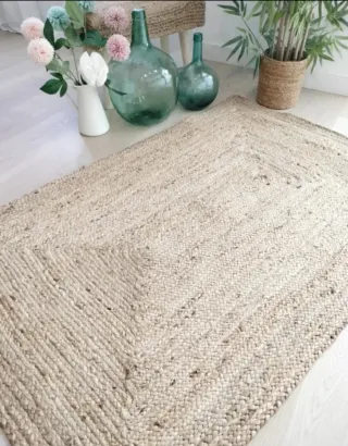 Alfombra Redonda Yute Natural Estilo Nórdico
