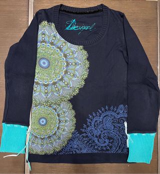 Jersey Desigual manga larga azul y verde