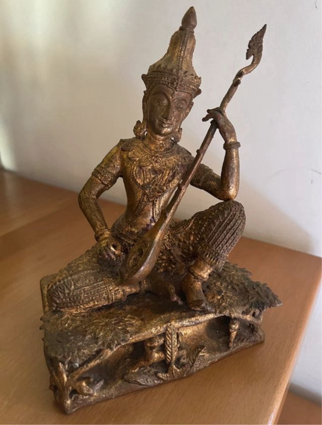 Statua divinità thailandese bronzo dorato - Buddha