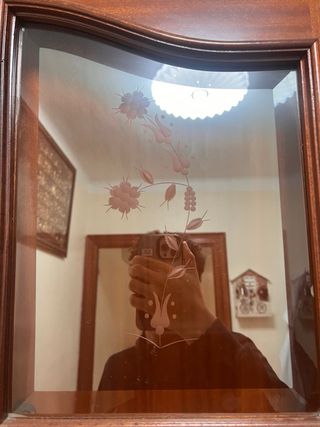 Puerta Madera Marrón con Cristal