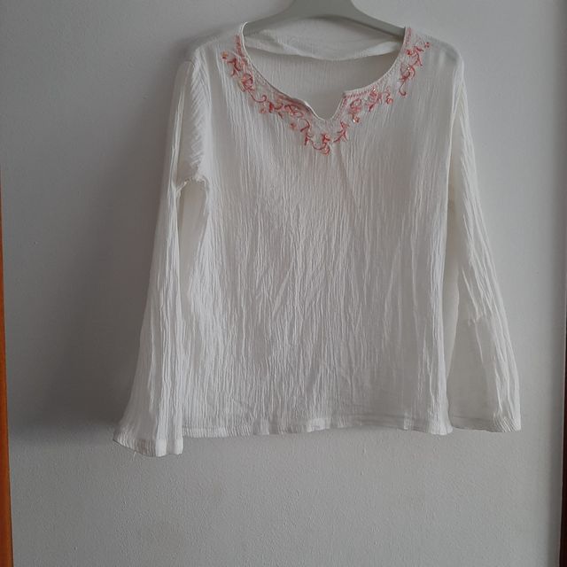 Blusa blanca bordada niña 8 años