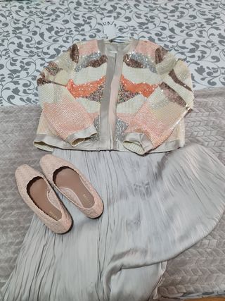 Chaqueta Zara lentejuelas y perlas