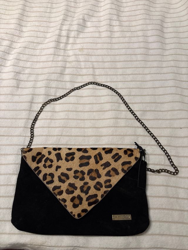 Bolso de piel Amichi leopardo y negro