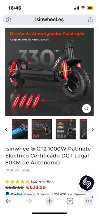 Patinete Eléctrico GT2 1000W DGT Legal