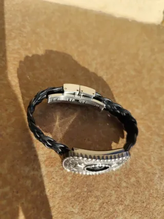 Pulsera Viceroy Cuero Trenzado Plata Negra