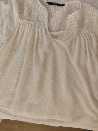 Camisa Zara plumeti blanca Talla S