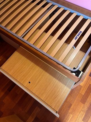 Cama tren nido madera con sinfonier y  1 colchón