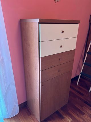 Cama tren nido madera con sinfonier y  1 colchón