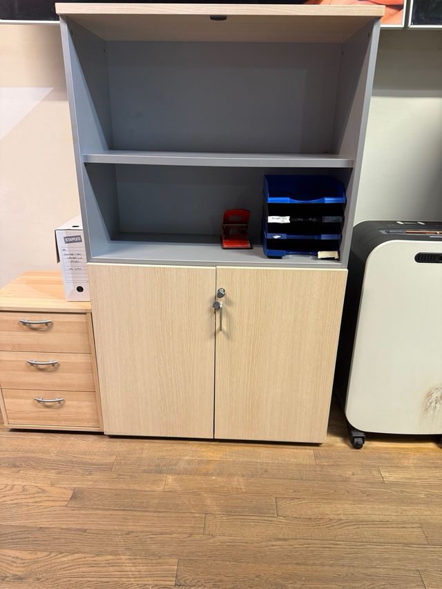 Armario de oficina beige y gris